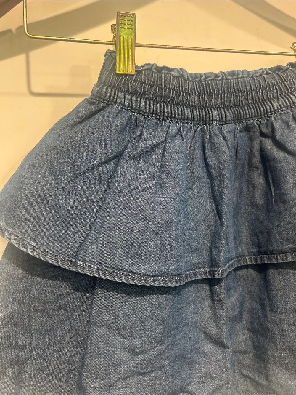 GAP Dark Blue Girls Tiered Denim Skirt skort with shorts medium 7/8 new